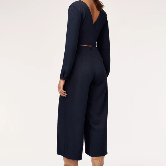 Aritzia Wilfred Écoulement Long-Sleeve Jumpsuit Tie Waist Blue / Navy - Picture 5 of 13